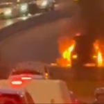 BREAKING. Explozie în Pasajul Băneasa din București. O mașină a fost cuprinsă în totalitate de flăcări
